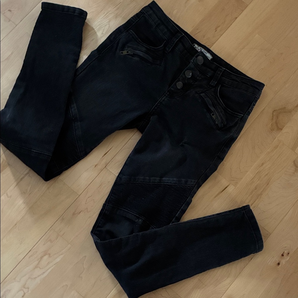 Free People Jeans Black Skinny Denim Zipper Accents size 25